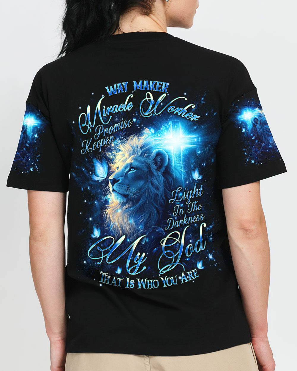 Way Maker Miracle Worker Cross Lion Women's All Over Print Shirt - Tlnt1006252