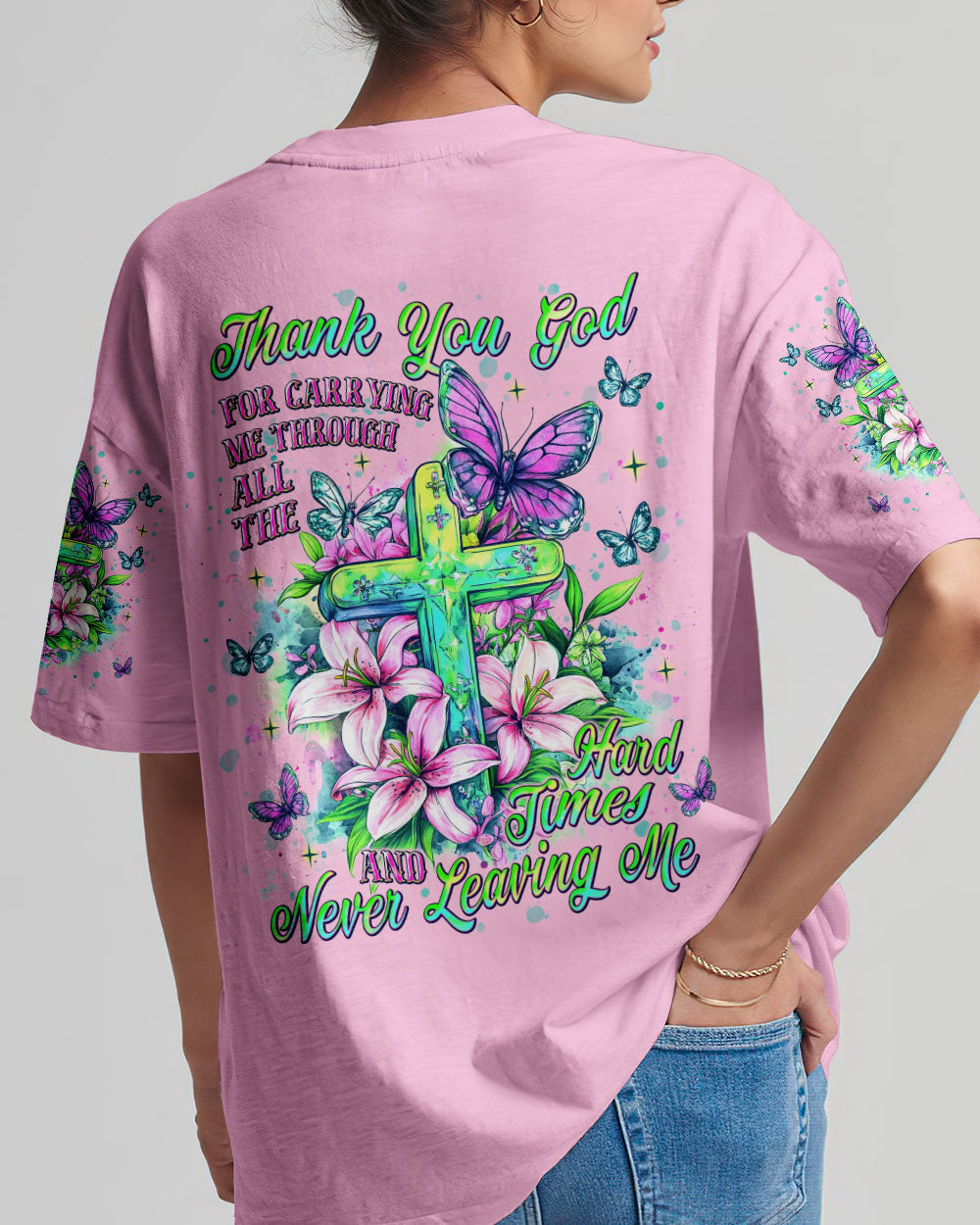 Thank You God For Carrying Me Lilies Women's All Over Print Shirt  - Tlnt2105252