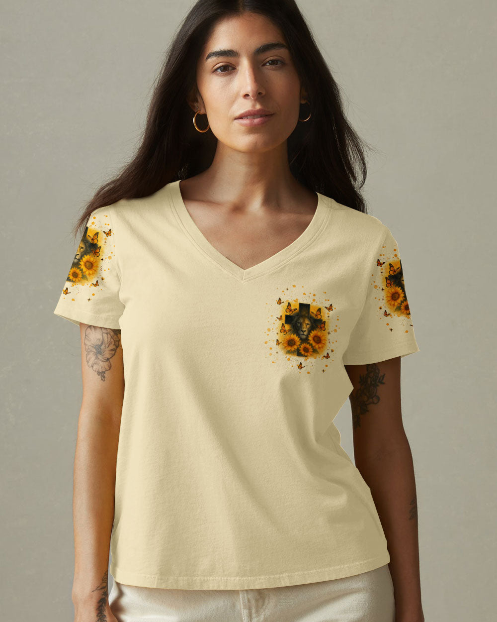 Way Maker Miracle Worker Cross Lion Sunflower Women's All Over Print Shirt   - Tlnt2805254