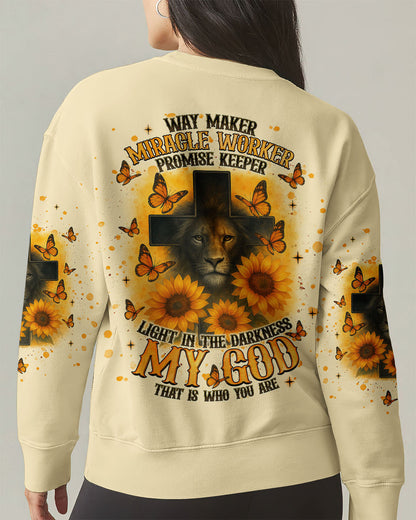 Way Maker Miracle Worker Cross Lion Sunflower Women's All Over Print Shirt   - Tlnt2805254