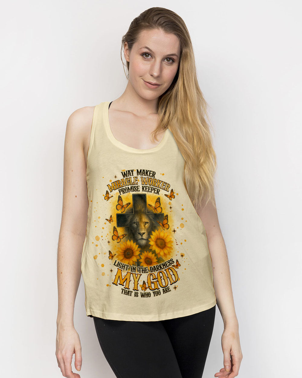 Way Maker Miracle Worker Cross Lion Sunflower Women's All Over Print Shirt   - Tlnt2805254