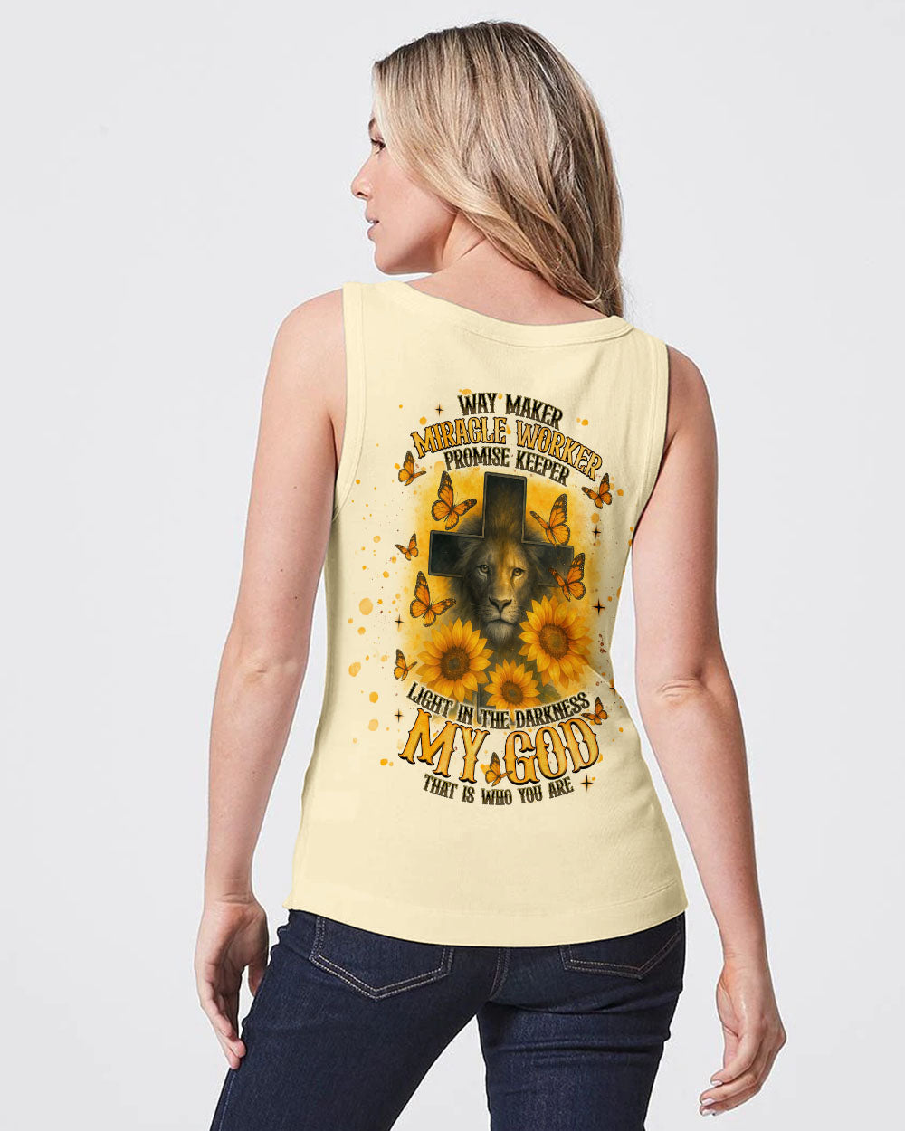 Way Maker Miracle Worker Cross Lion Sunflower Women's All Over Print Shirt   - Tlnt2805254