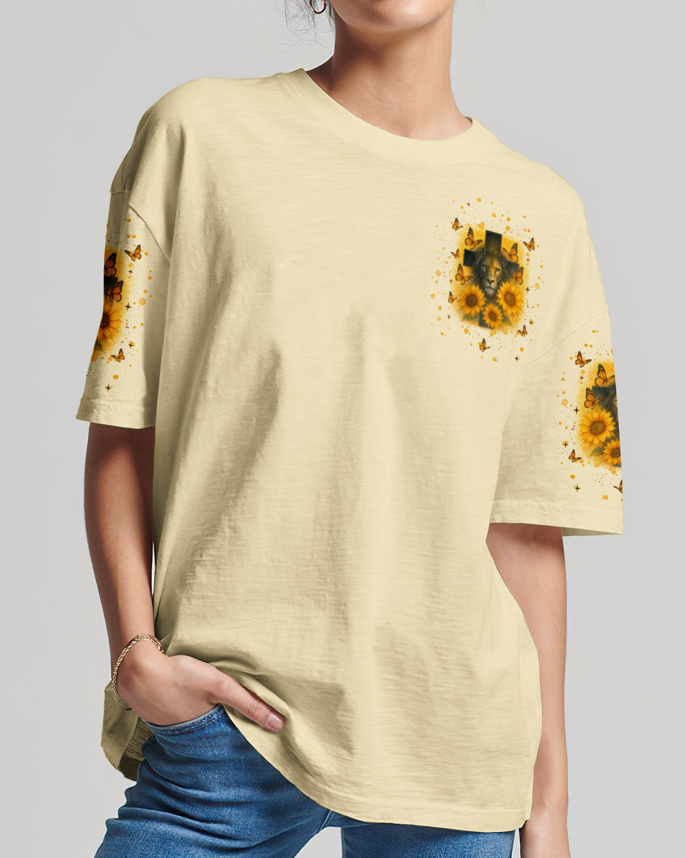 Way Maker Miracle Worker Cross Lion Sunflower Women's All Over Print Shirt   - Tlnt2805254