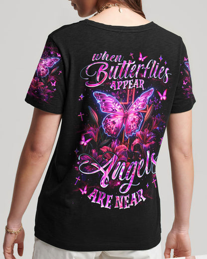 When Butterflies Appear Angels Are Near Women's All Over Print Shirt - Tlnz1806252