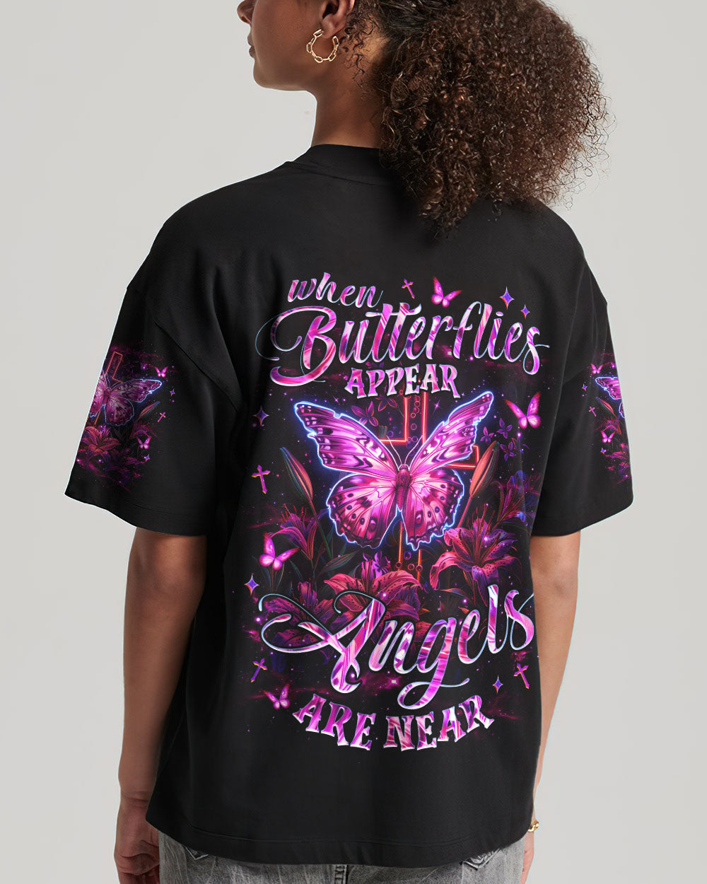 When Butterflies Appear Angels Are Near Women's All Over Print Shirt - Tlnz1806252