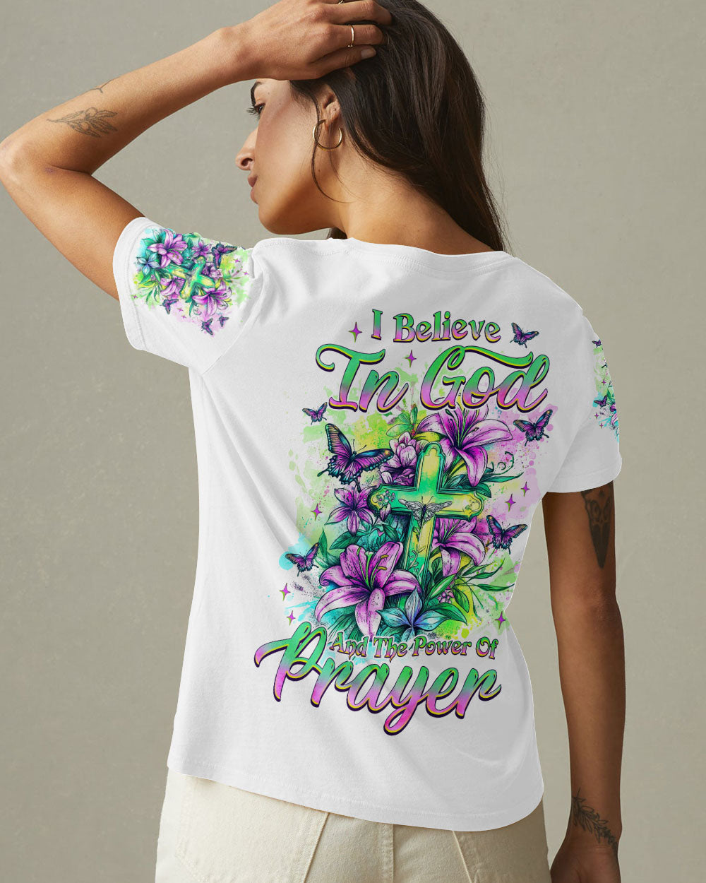 I Believe In God Lilies Women's All Over Print Shirt  - Tlnz2205253