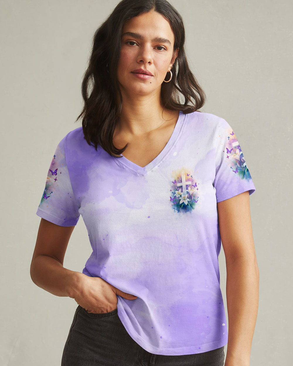 Thank You God For Carrying Me Lilies Women's All Over Print Shirt  - Tlnz3005254