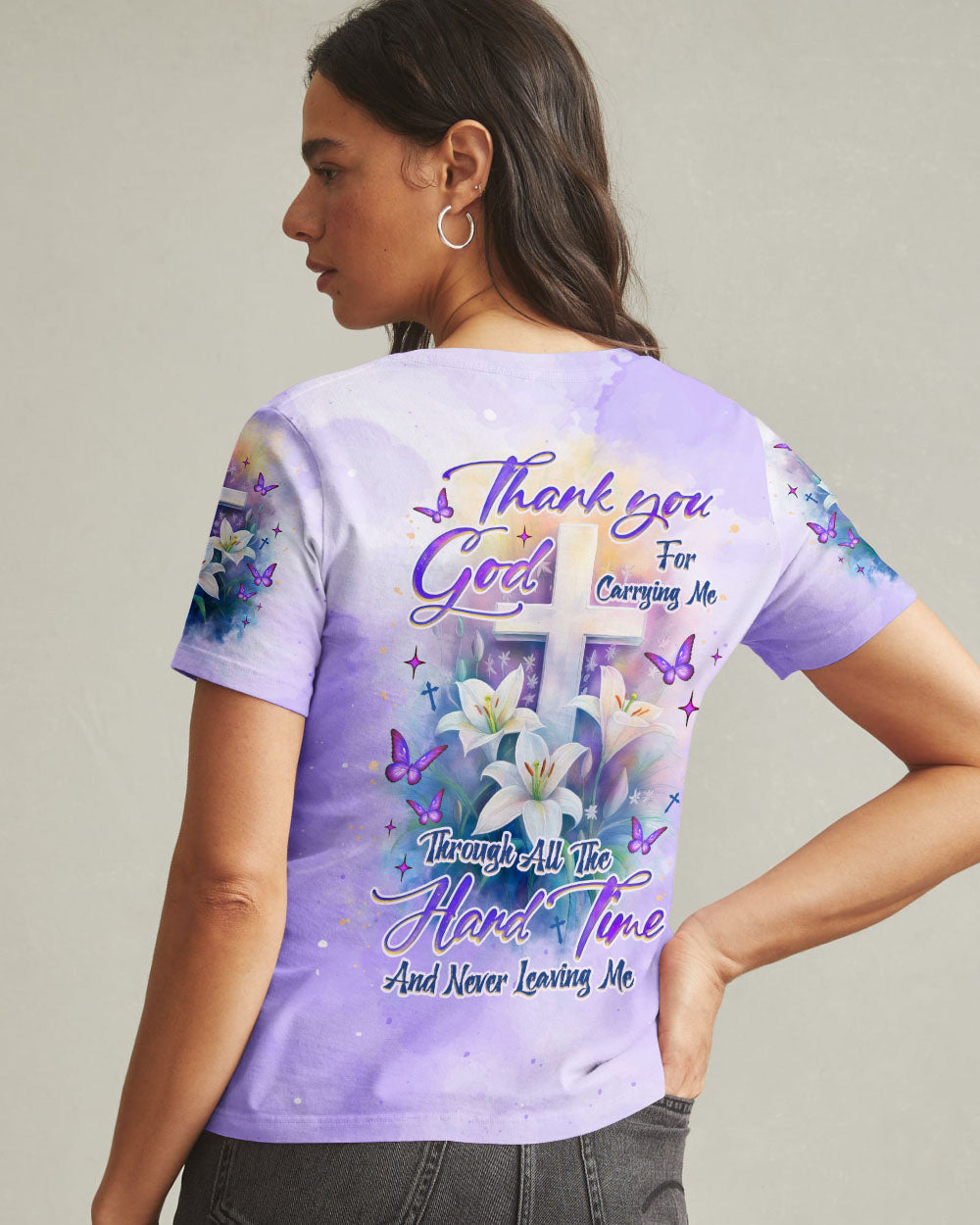 Thank You God For Carrying Me Lilies Women's All Over Print Shirt  - Tlnz3005254