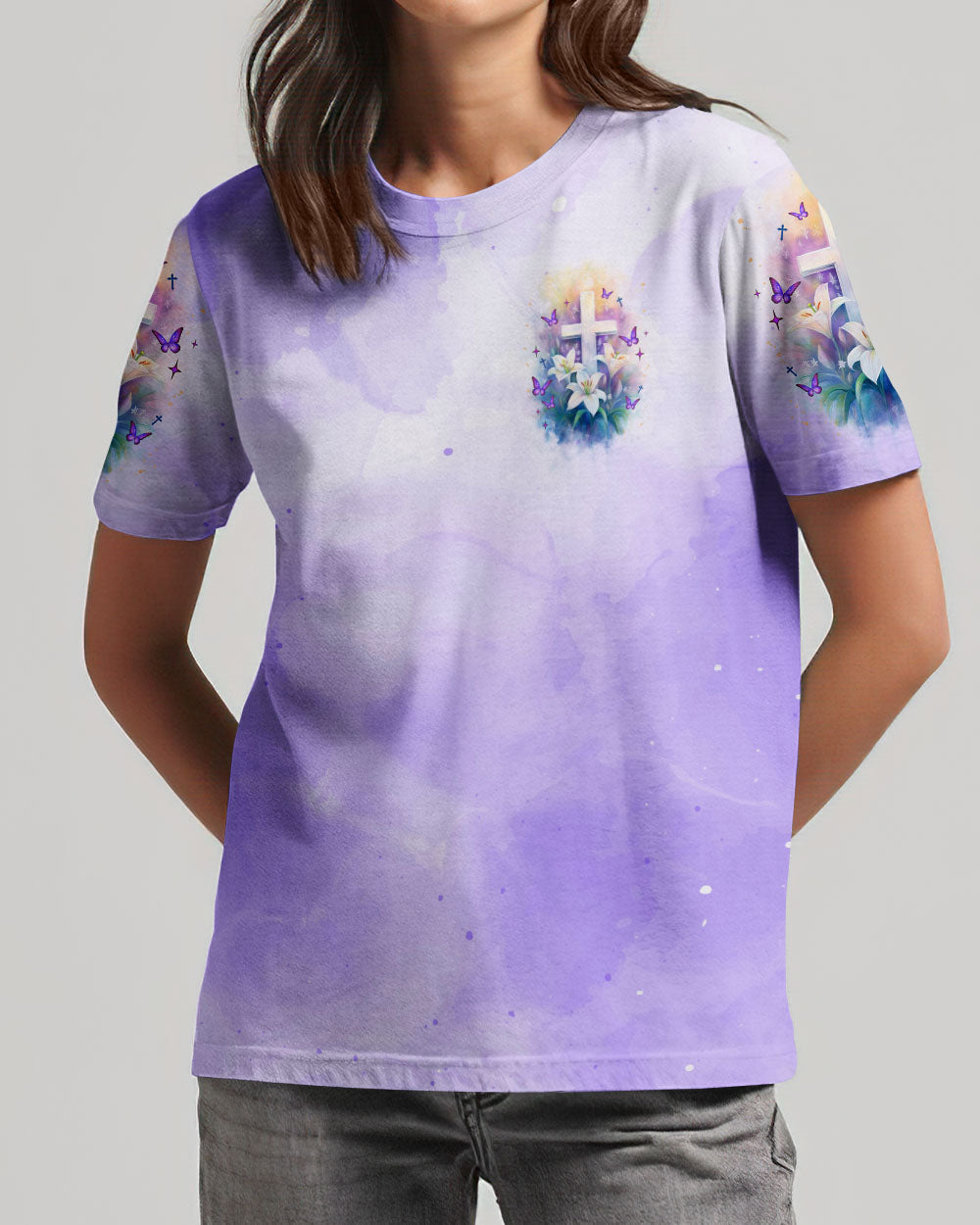 Thank You God For Carrying Me Lilies Women's All Over Print Shirt  - Tlnz3005254