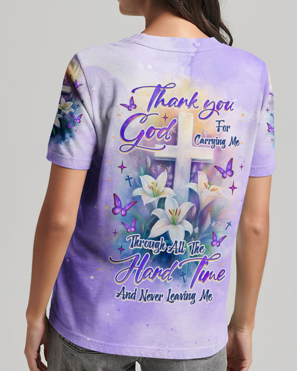 Thank You God For Carrying Me Lilies Women's All Over Print Shirt  - Tlnz3005254
