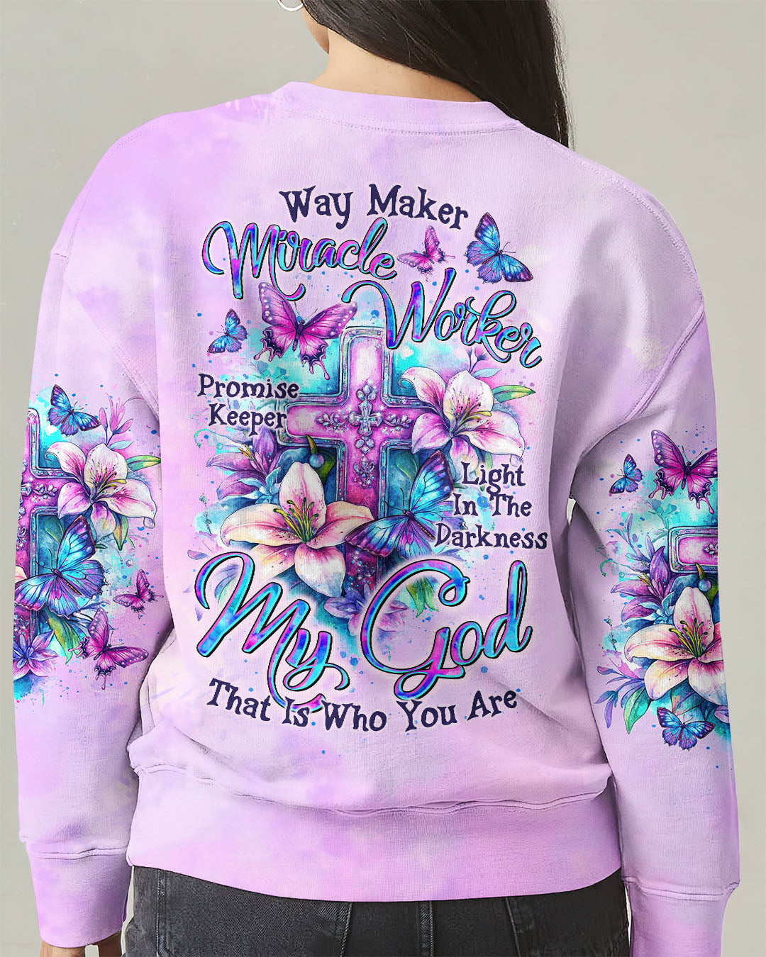 Way Maker Miracle Worker Cross Lilies Women's All Over Print Shirt   - Tltr0206254