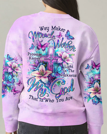 Way Maker Miracle Worker Cross Lilies Women's All Over Print Shirt   - Tltr0206254