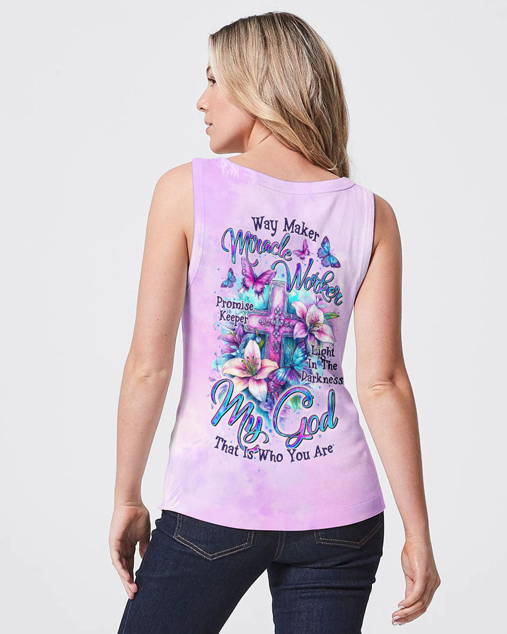 Way Maker Miracle Worker Cross Lilies Women's All Over Print Shirt   - Tltr0206254