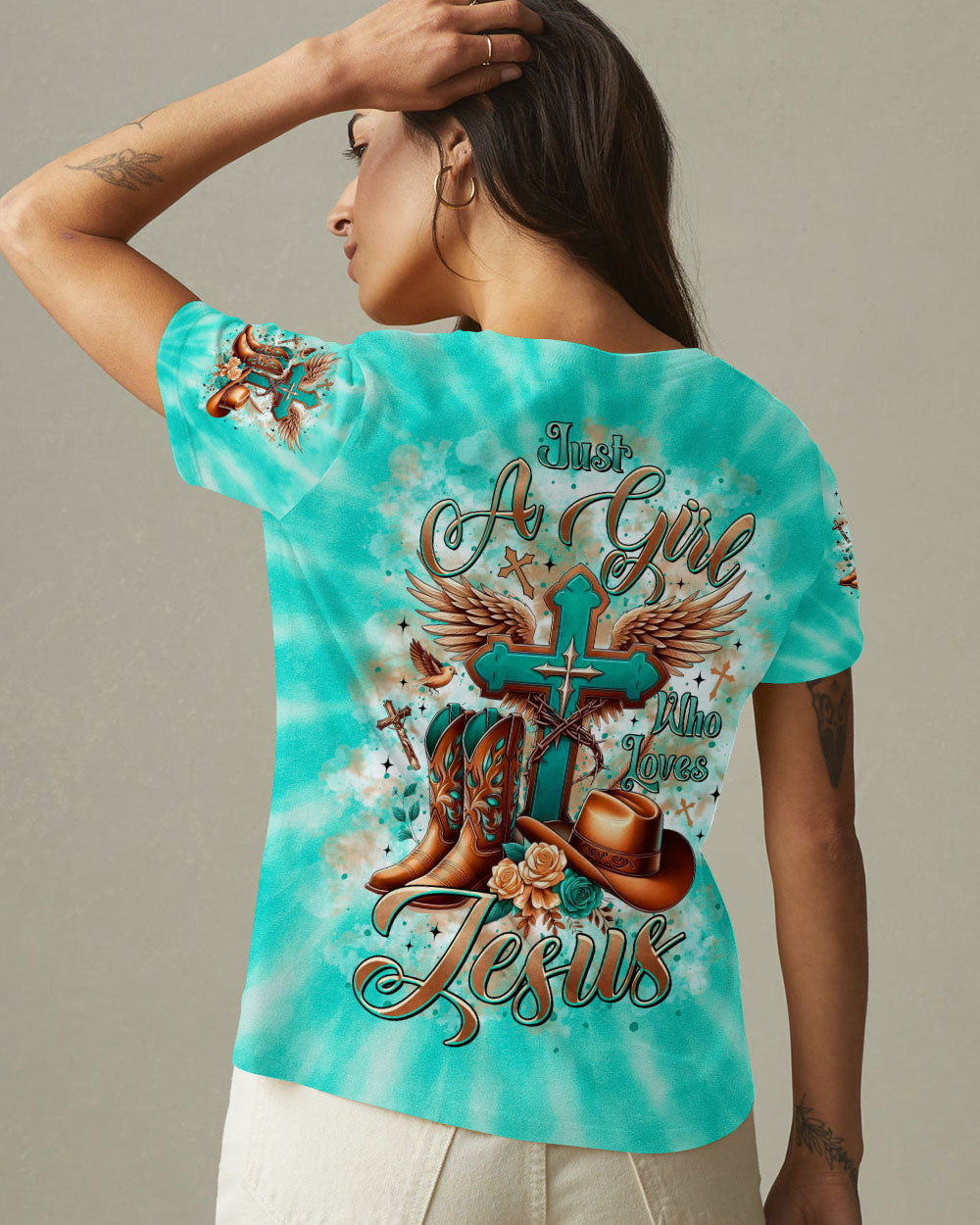 Just A Girl Who Loves Jesus Tie Dye Women's All Over Print Shirt  - Tltr1406252