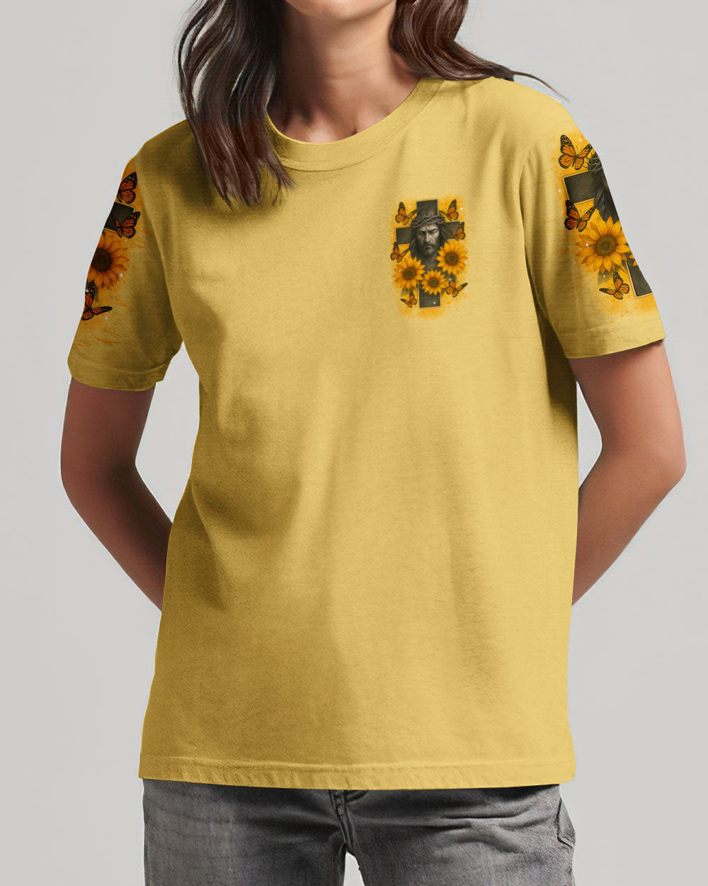 Jesus Is The Only Reason Cross Sunflower Women's All Over Print Shirt - Tltr1706252