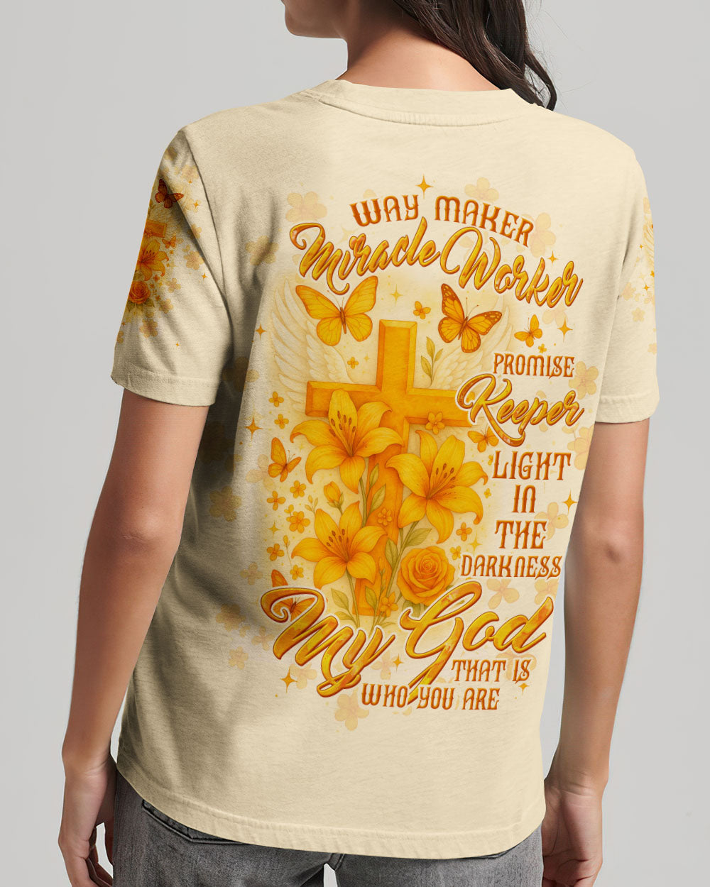 Way Maker Miracle Worker Cross Lilies Women's All Over Print Shirt - Tltw1006254