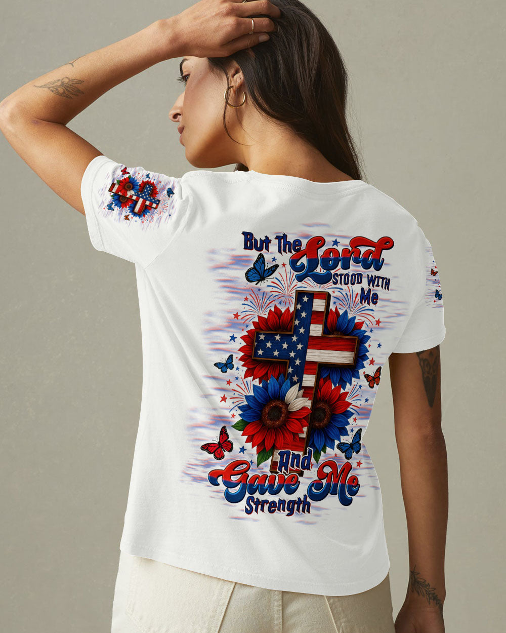 Lord Stood With Me Sunflower Cross Women's All Over Print Shirt - Tltw2705252