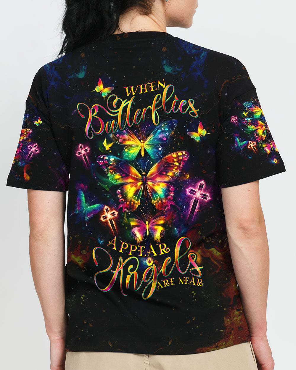 When Butterflies Appear Angels Are Near Women's All Over Print Shirt - Tltw2804252