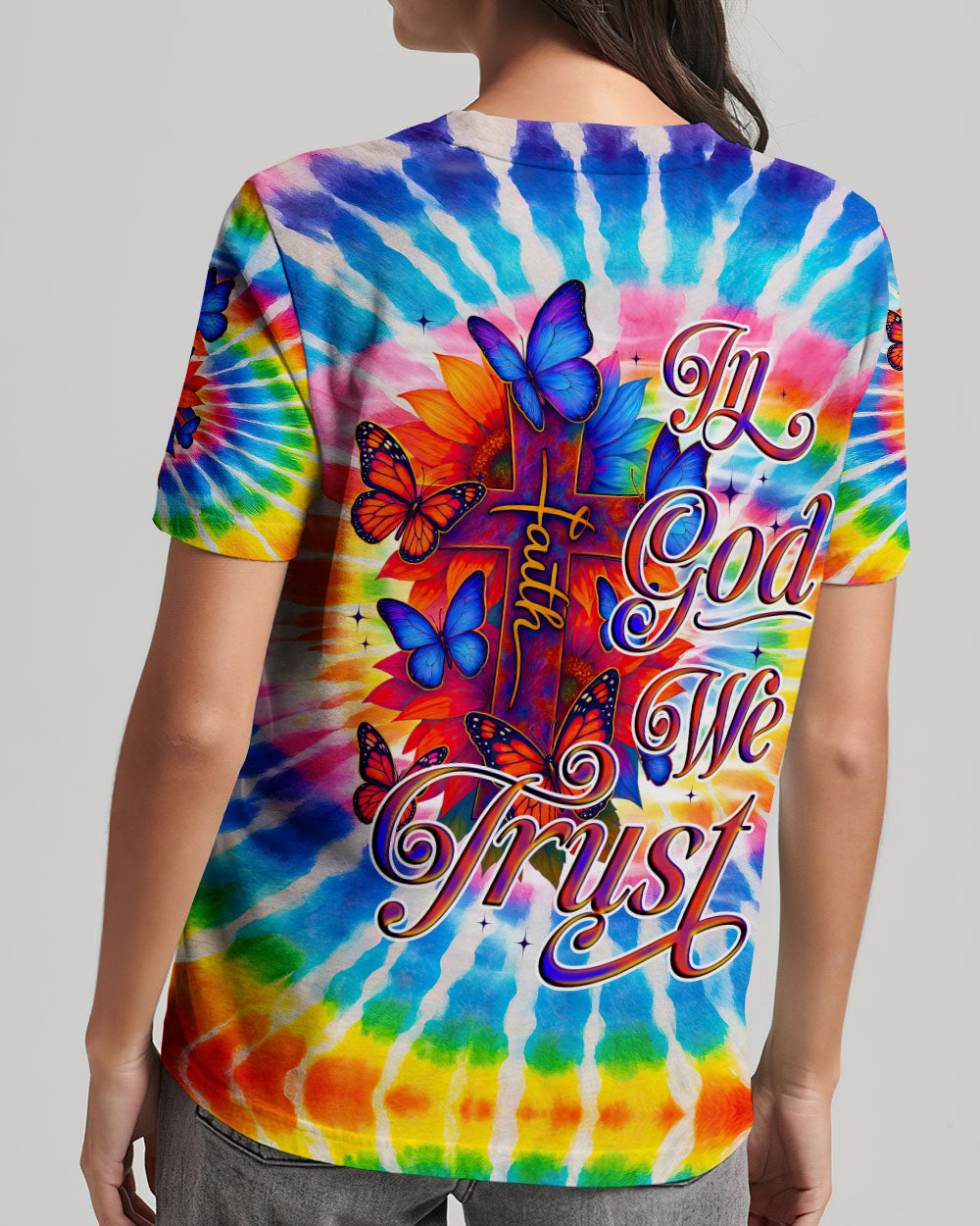 In God We Trust Tie Dye Women's All Over Print Shirt - Tyqy2605252
