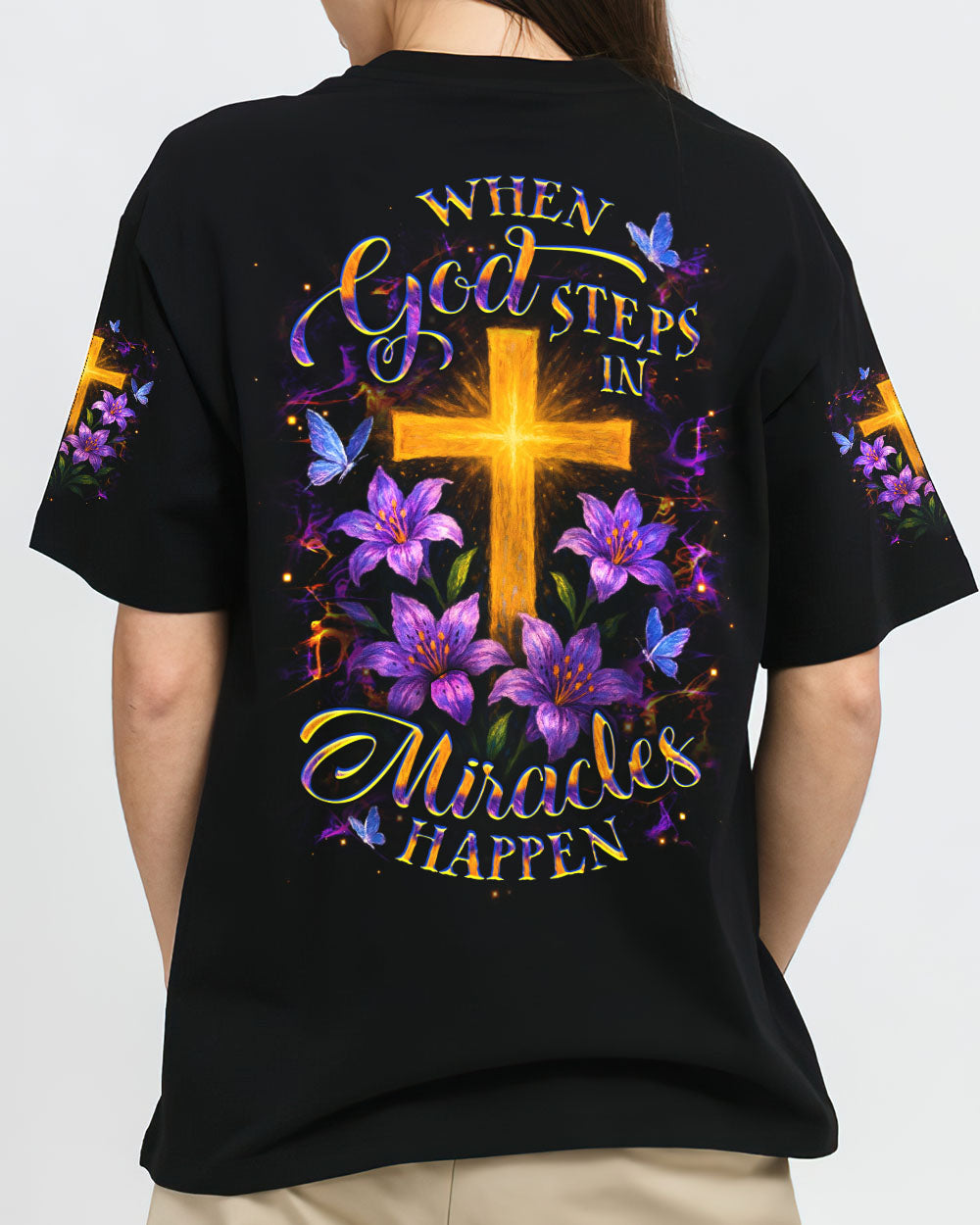 When God Steps In Miracles Happen Women's All Over Print Shirt - Yhdu0605251