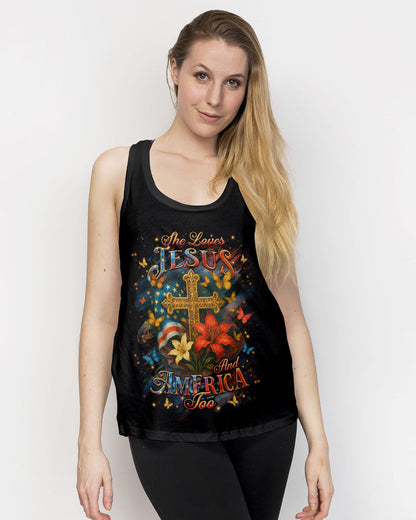 She Loves Jesus And America Too Women's All Over Print Shirt - Yhhg1605253