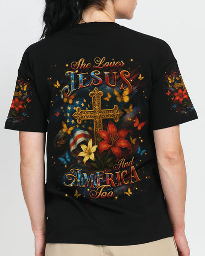 She Loves Jesus And America Too Women's All Over Print Shirt - Yhhg1605253