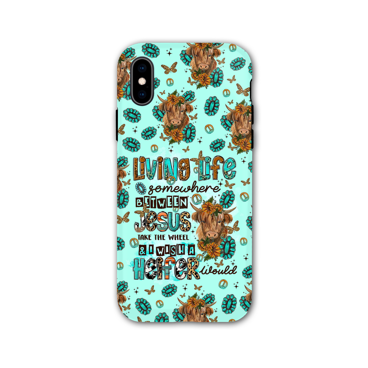 Living Life Somewhere Between Jesus Cow Phone Case - Tltr1309238