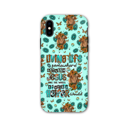 Living Life Somewhere Between Jesus Cow Phone Case - Tltr1309238