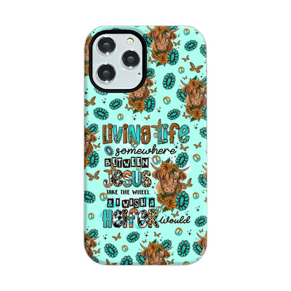 Living Life Somewhere Between Jesus Cow Phone Case - Tltr1309238