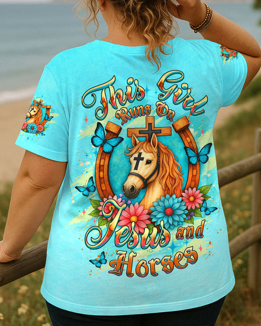 Runs On Jesus And Horses Women's All Over Print Shirt - Yhdu0306252