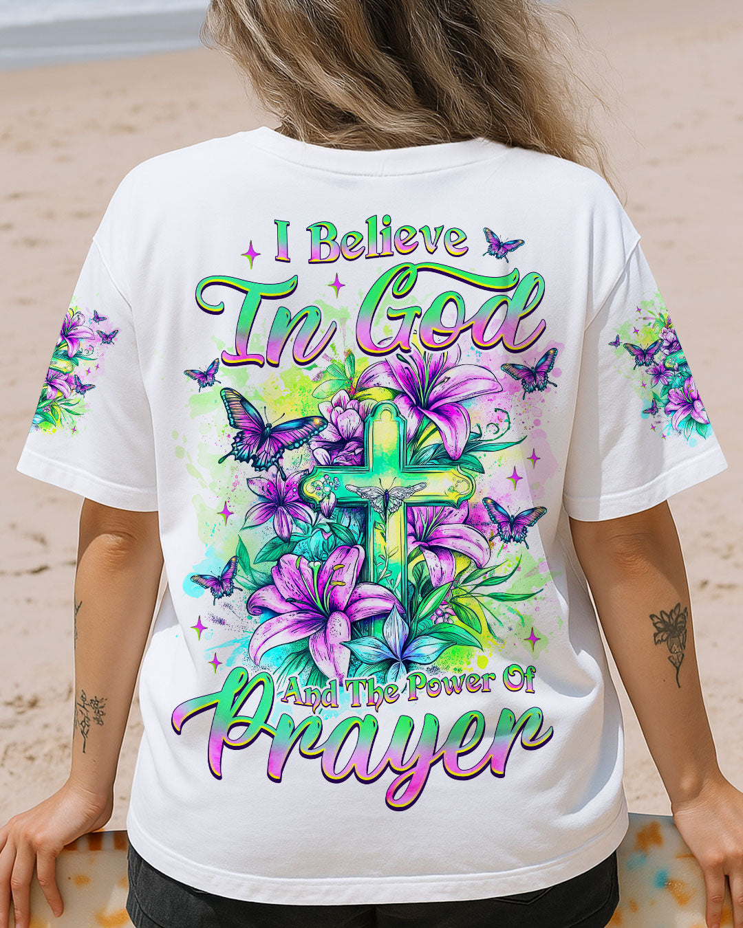 I Believe In God Lilies Women's All Over Print Shirt  - Tlnz2205253