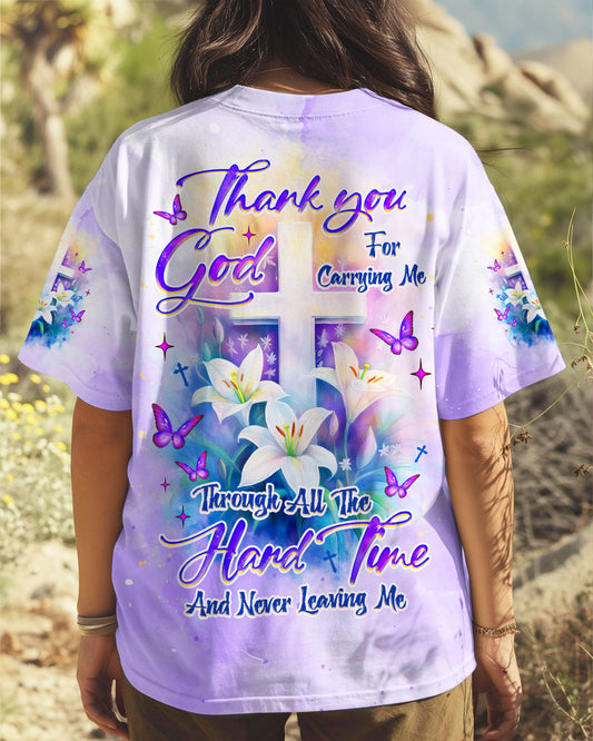 Thank You God For Carrying Me Lilies Women's All Over Print Shirt  - Tlnz3005254