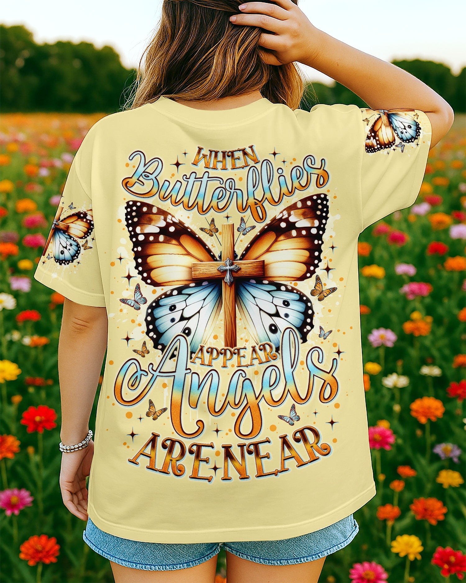 When Butterflies Appear Angels Are Near Women's All Over Print Shirt - Tlno0805251